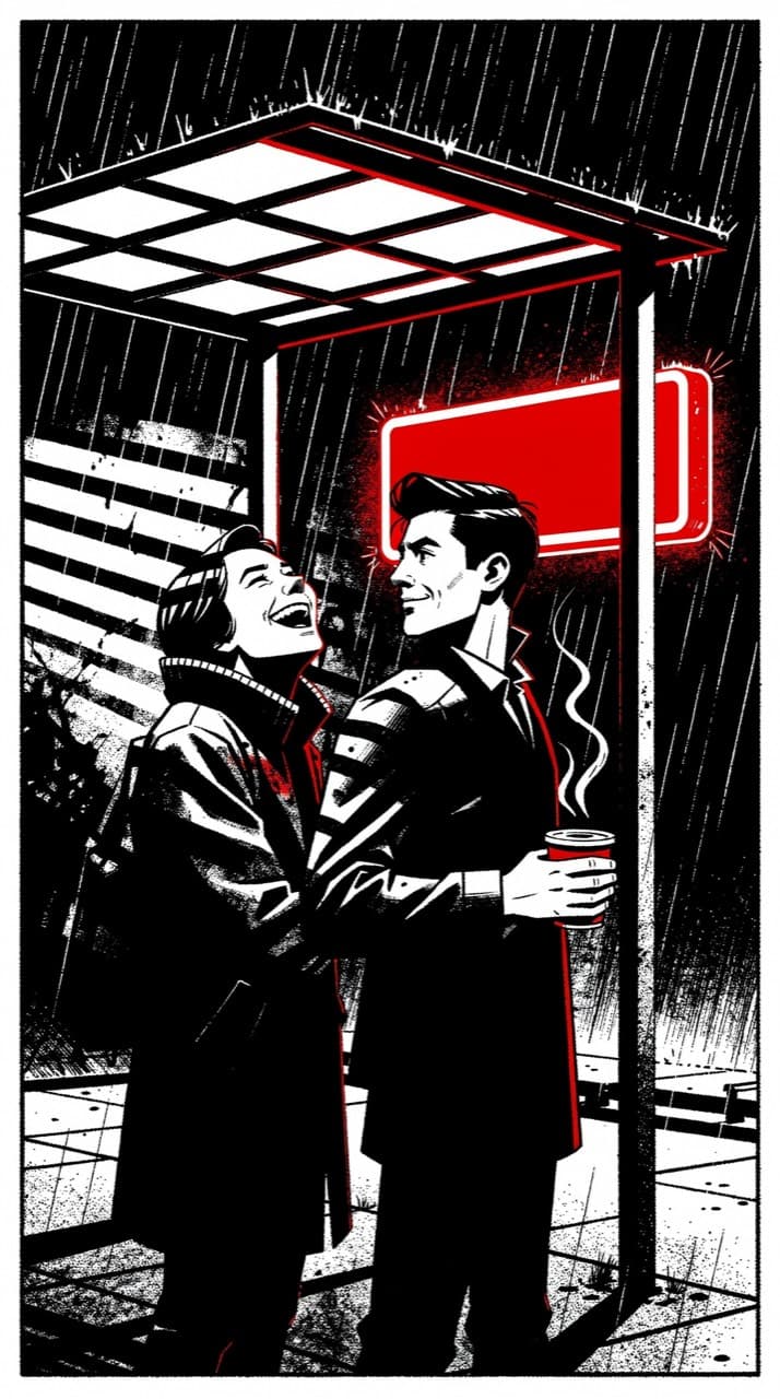 Sample panel drawn in the Carved Noir look