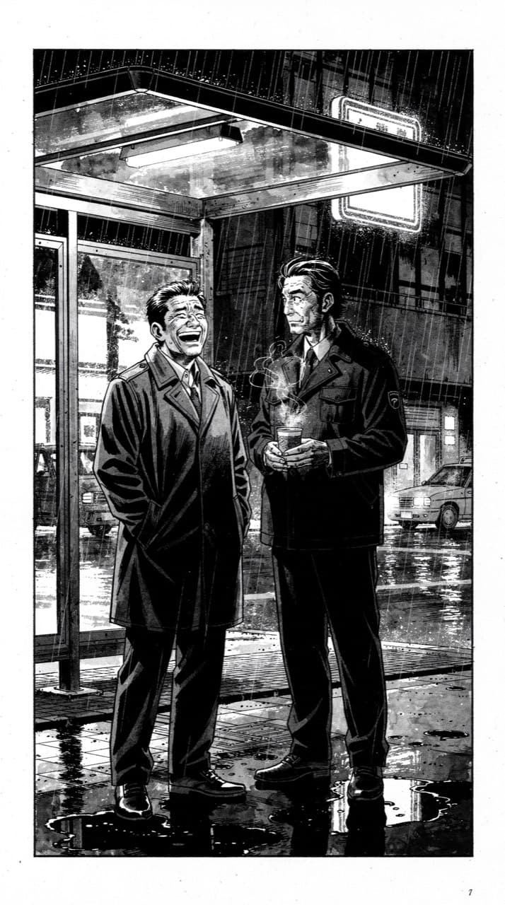 Sample panel drawn in the Gekiga look