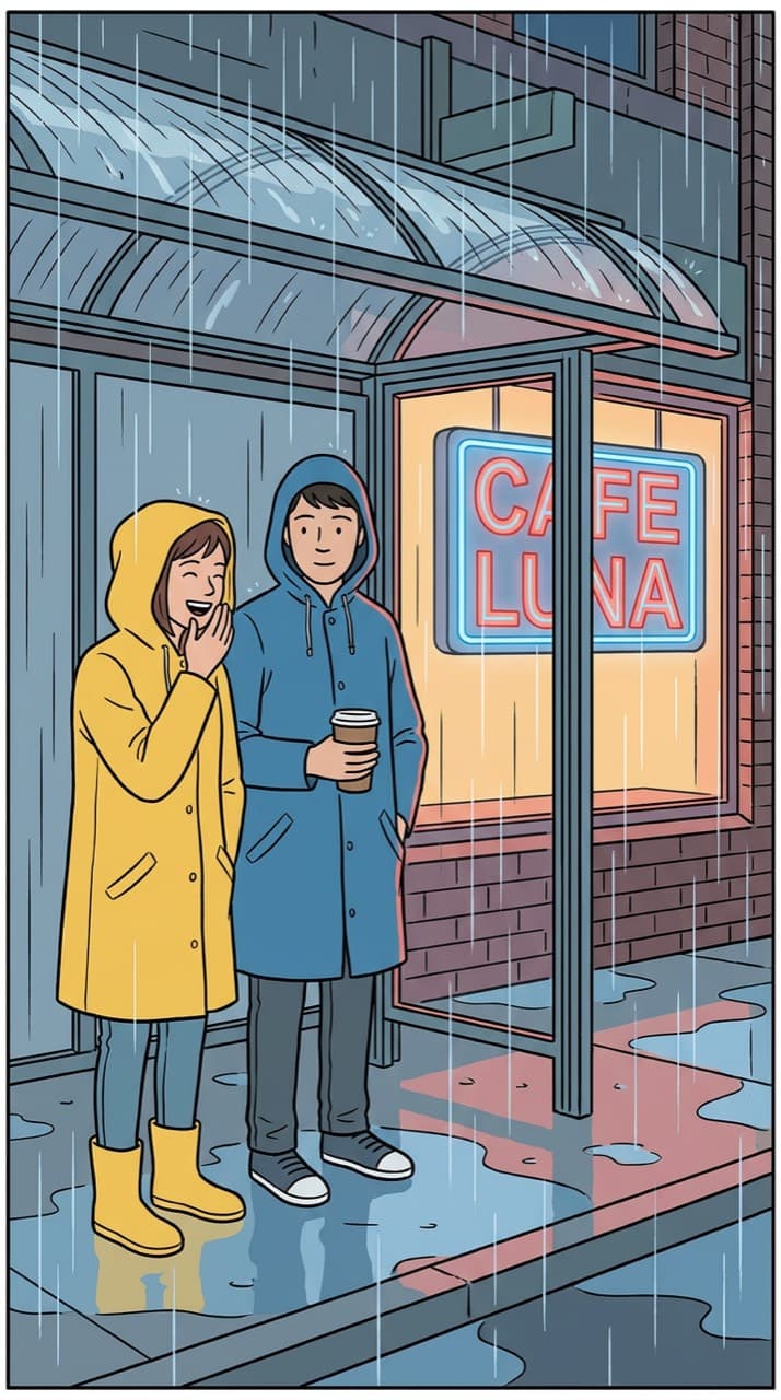 Sample panel drawn in the Ligne Claire look